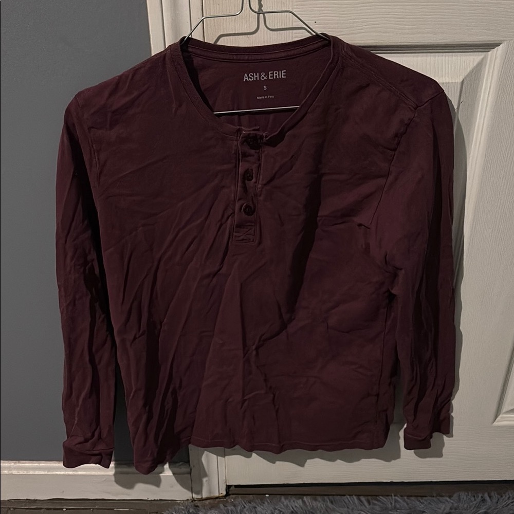 Men's Burgundy Henley Shirt